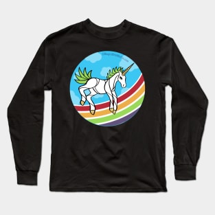 Rainbow Unicorn v11 — Dancing Uniquorn Illustration series Long Sleeve T-Shirt